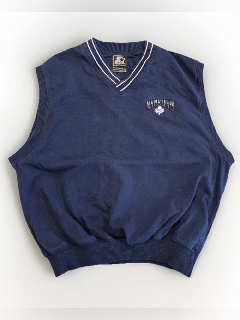 Vintage Starter Toronto Maple Leafs V-Neck Sweater Vest Large NHL Blue Rare